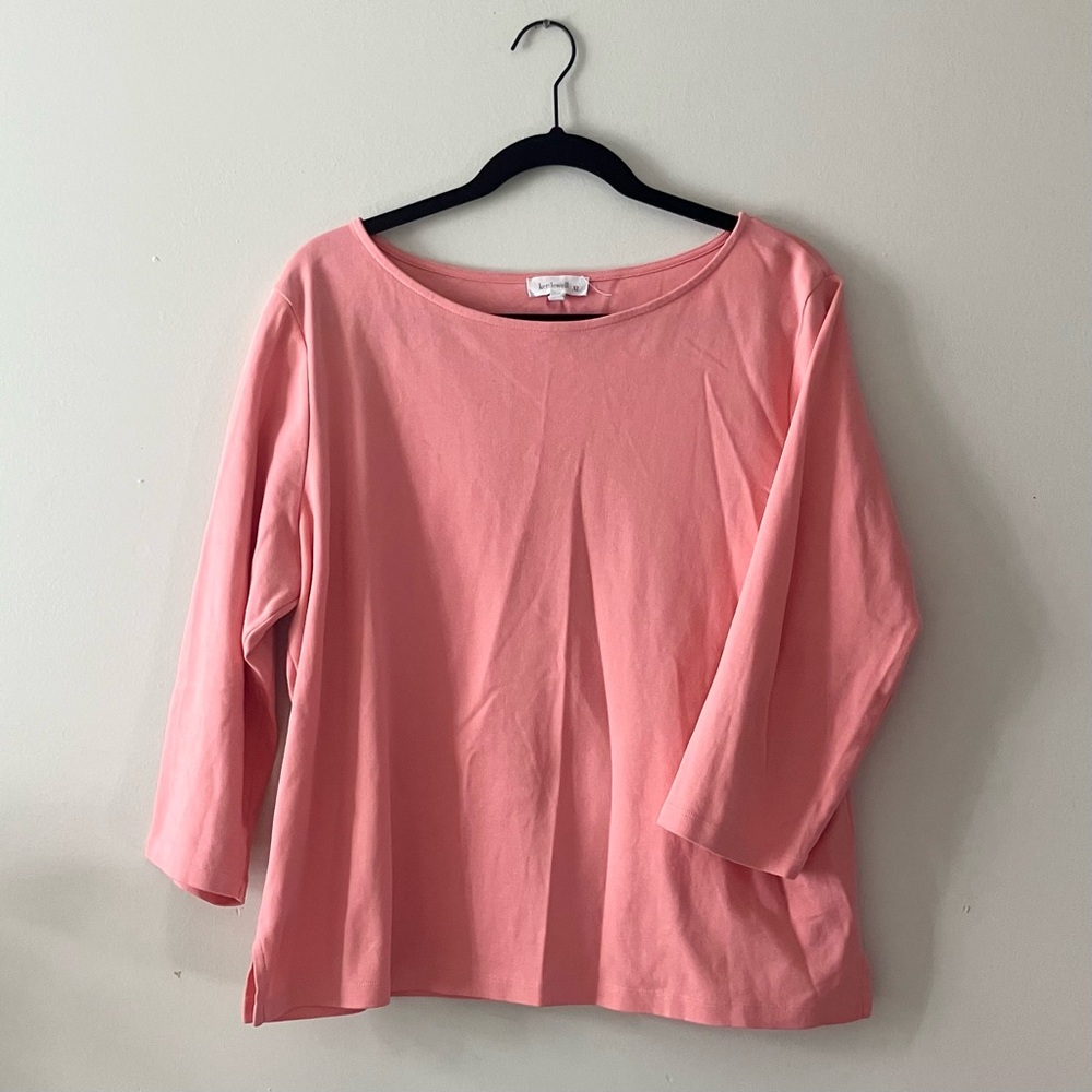Kettlewell Pink 3/4 Sleeve Top XL (UK 16) Soft‎ Stretch Knit Minimalist